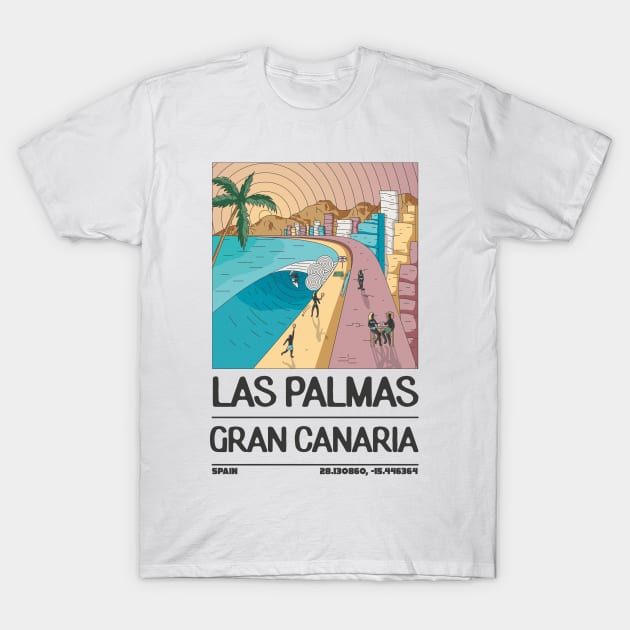 Las Palmas Gran Canaria Retro Travel T-Shirt by JDP Designs